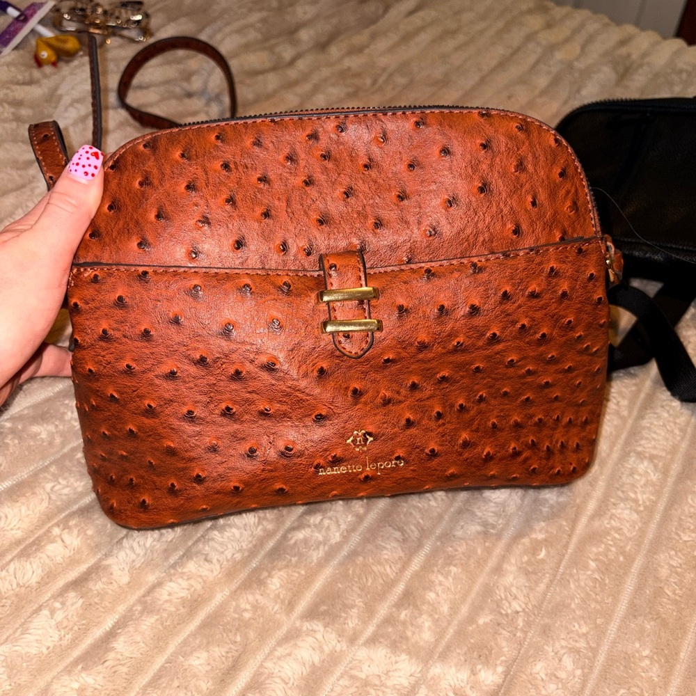 Nanette Lepore Brown Textured Crossbody Bag